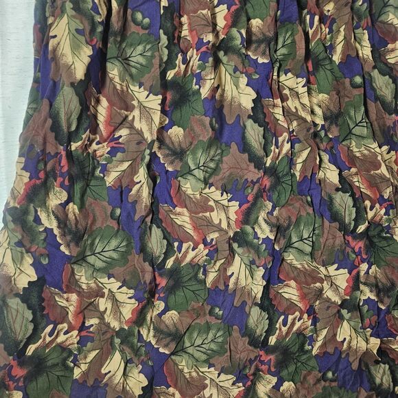 Tan Jay Vtg Midi Skirt Multicolor Leaf Foliage Woodland Fairy Sz 16 Cottagecore - Picture 2 of 9